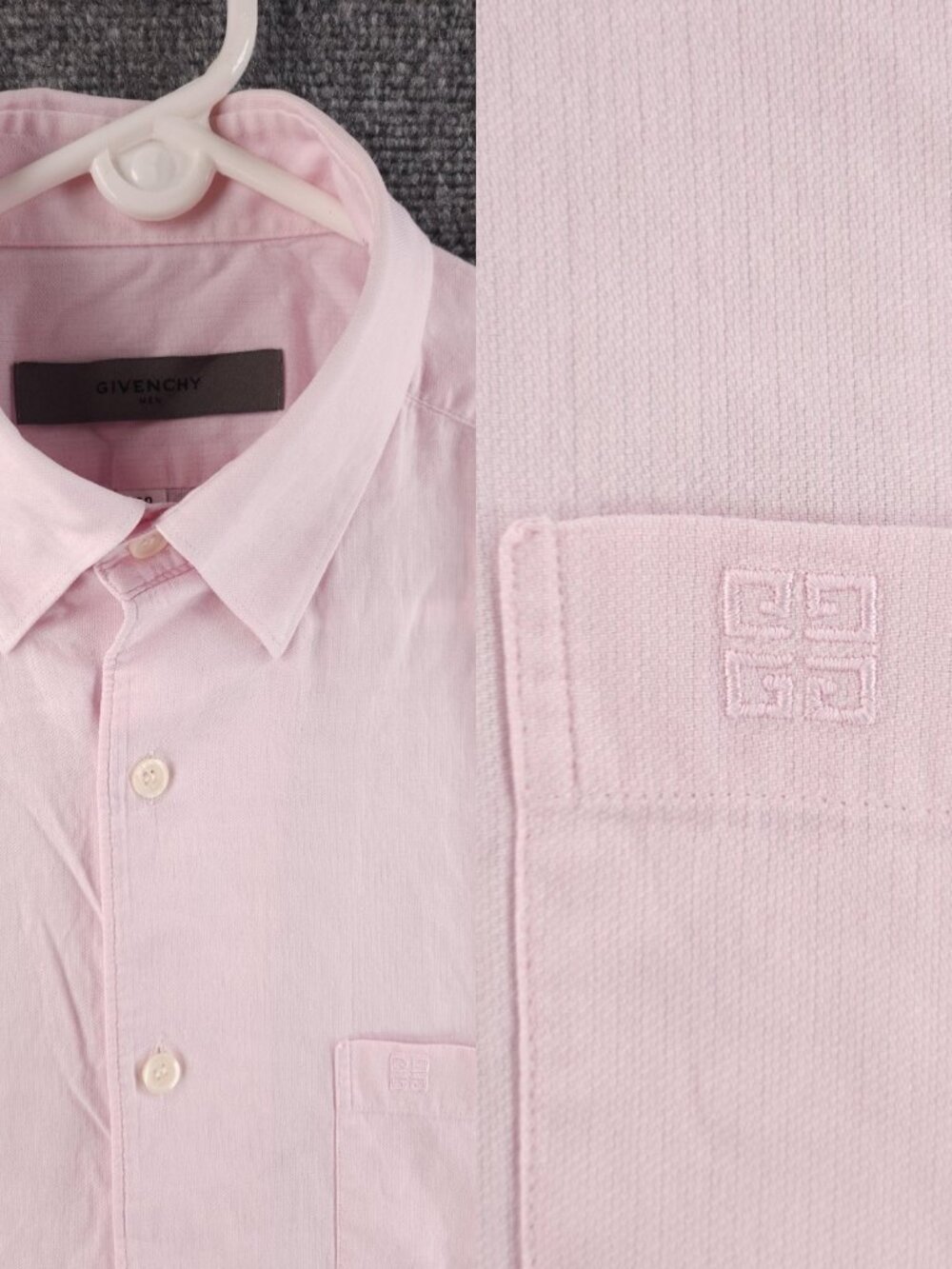 Givenchy Lightweight Short Sleeve 100 Pink Button Up Mens Solid Pocket Shirt